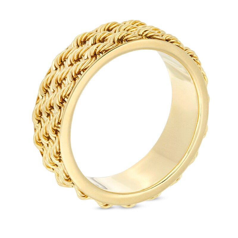 Main Image 2 of Made in Italy 6.0mm Triple Row Rope Chain Ring in 14K Gold - Size 7