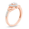 Thumbnail Image 1 of 1/4 CT. T.W. Diamond Heart Frame Claddagh-Style Promise Ring in 10K Rose Gold