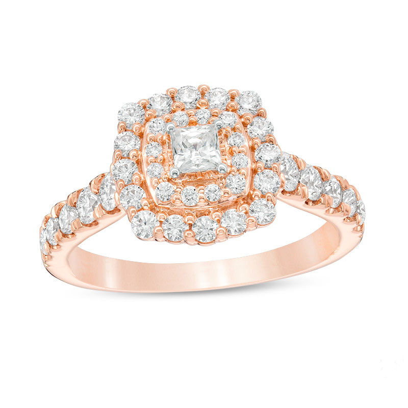 Love s Destiny by Zales 1 1 4 CT. T.W. Certified Princess Cut Diamond Frame Engagement Ring in 14K Two Tone Gold I I1 Zales Outlet