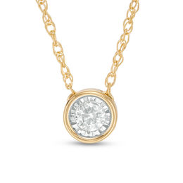 1/6 CT. Diamond Bezel Set Solitaire Necklace in 10K Gold