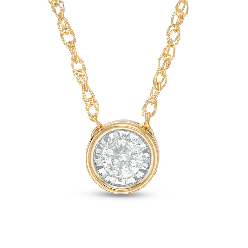 1/6 CT. Diamond Bezel Set Solitaire Necklace in 10K Gold