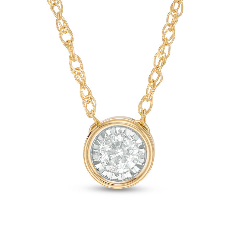 14kt Bezel Set Hexagon Diamond Pendant Necklace - 001-160-00664