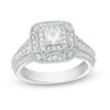 Thumbnail Image 0 of Vera Wang Love Collection 1 CT. T.W. Princess-Cut Diamond Frame Vintage-Style Engagement Ring in 14K White Gold
