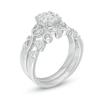 Thumbnail Image 3 of 1/3 CT. T.W. Diamond Frame Vine-Shank Vintage-Style Interlocking Bridal Set in 10K White Gold