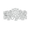 Thumbnail Image 4 of 1/3 CT. T.W. Diamond Frame Vine-Shank Vintage-Style Interlocking Bridal Set in 10K White Gold