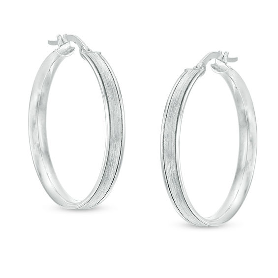30 0mm Glitter Enamel Hoop Earrings In 10k White Gold 30 0mm Glitter Enamel Hoop Earrings In 10k White Gold