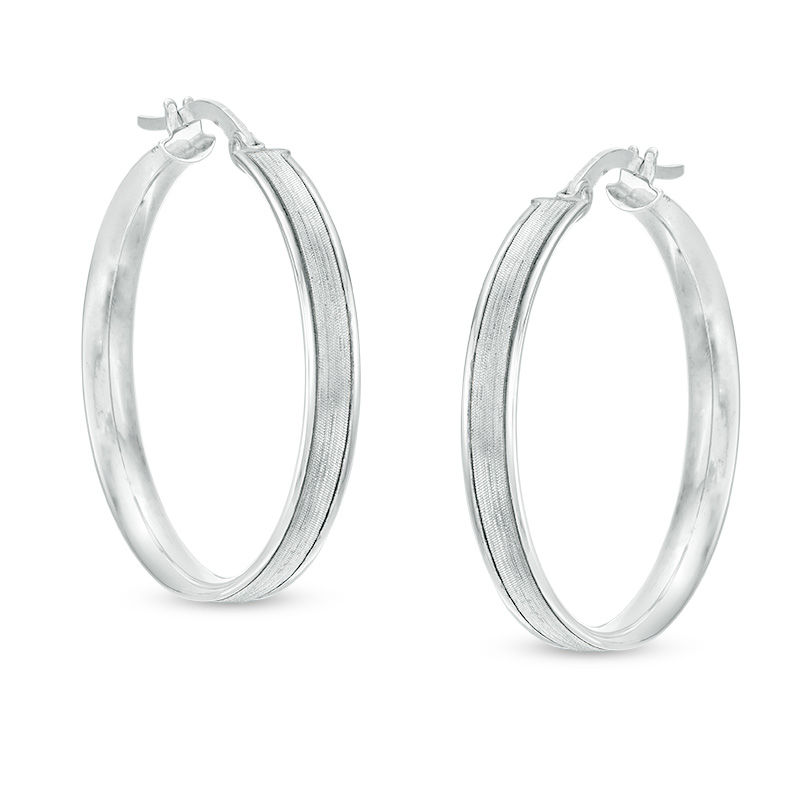 Main Image 1 of 30.0mm Glitter Enamel Hoop Earrings in 10K White Gold