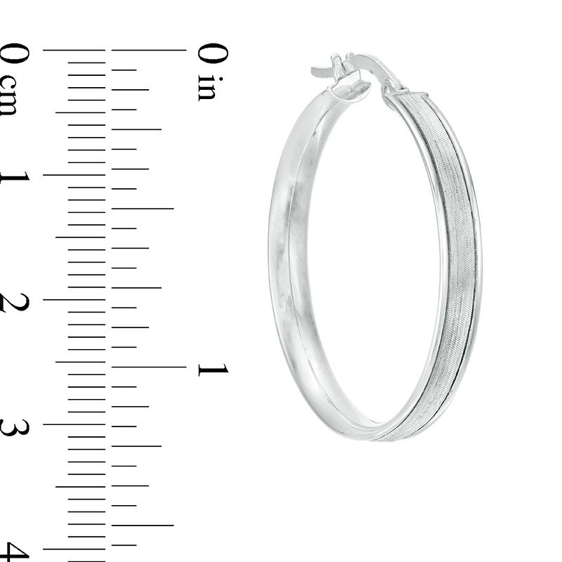 30.0mm Glitter Enamel Hoop Earrings in 10K White Gold