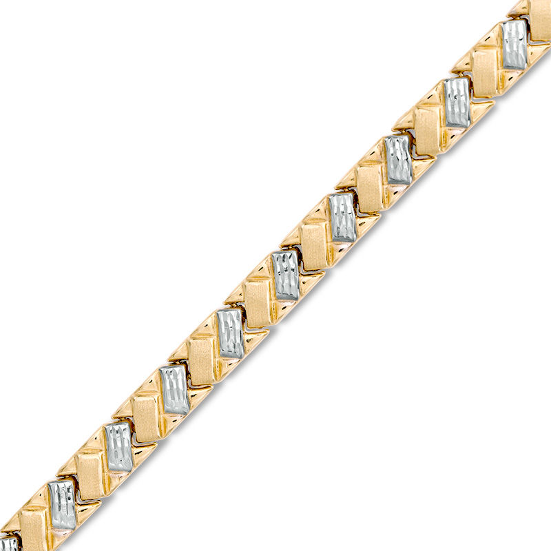 Basket Weave Stampato Bracelet in 10K Two-Tone Gold - 7.25"