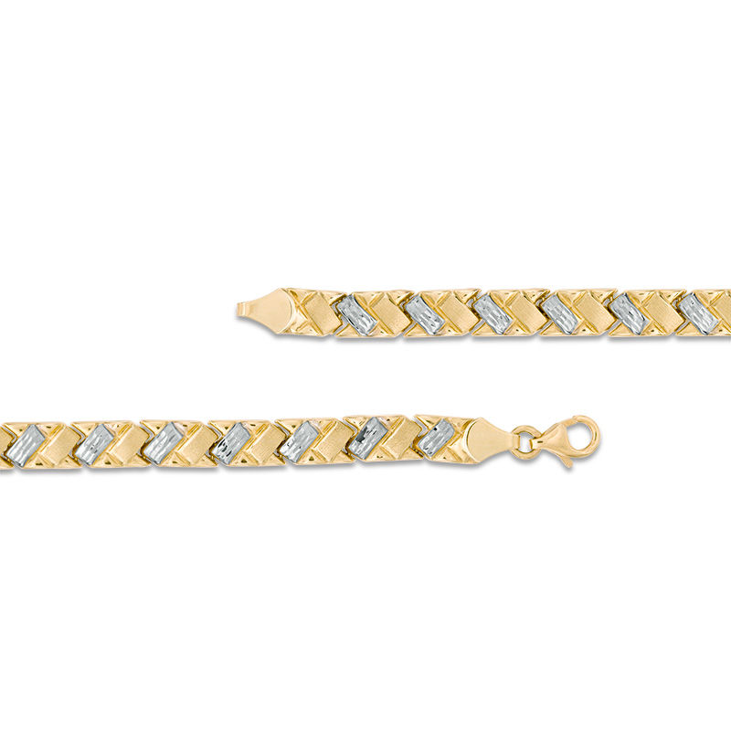 Basket Weave Stampato Bracelet in 10K Two-Tone Gold - 7.25"