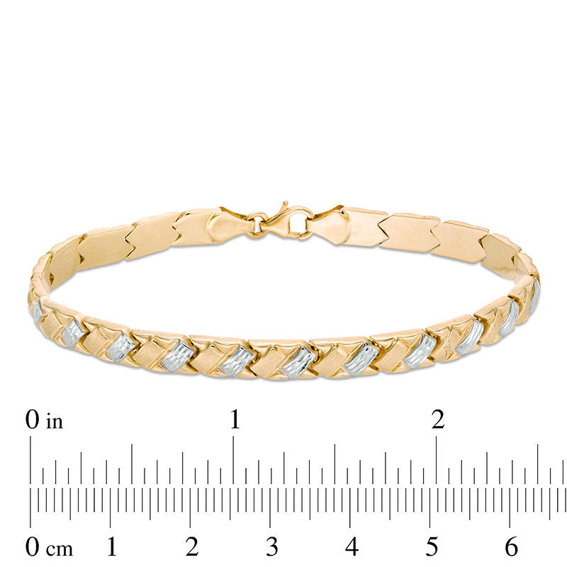 Basket Weave Stampato Bracelet in 10K Two-Tone Gold - 7.25"