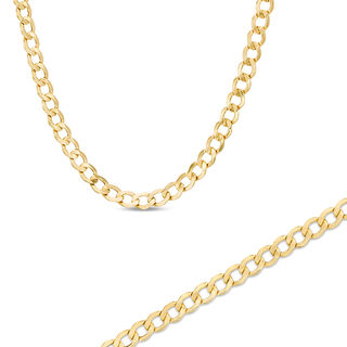 Men S 5 3mm Curb Chain Necklace And Bracelet Set In 10k Gold Curb Chain Necklace And Bracelet Set