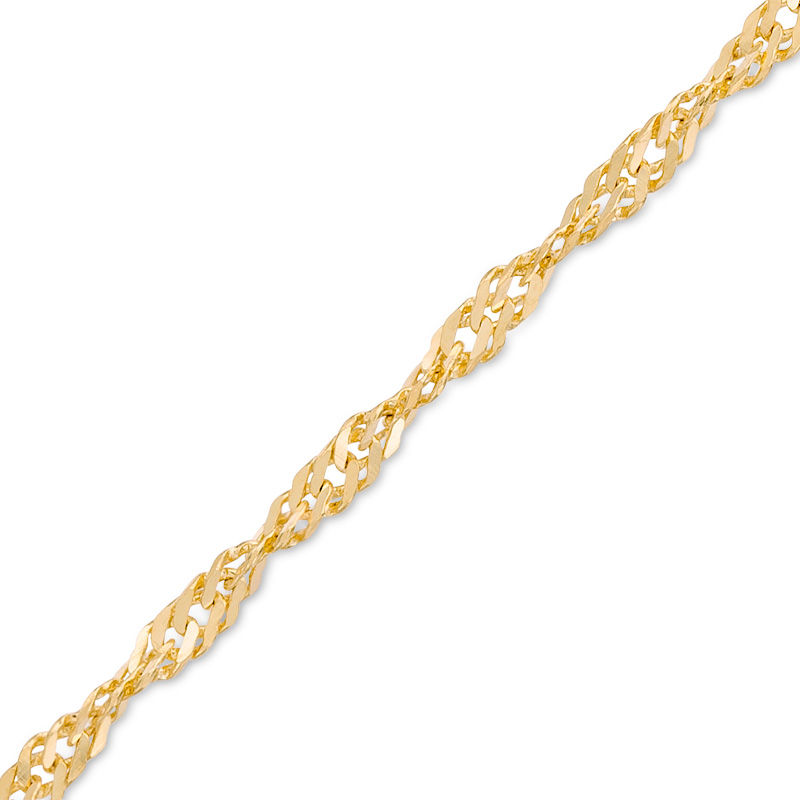 Diamond-Cut Singapore Chain Anklet in 10K Gold - 10"