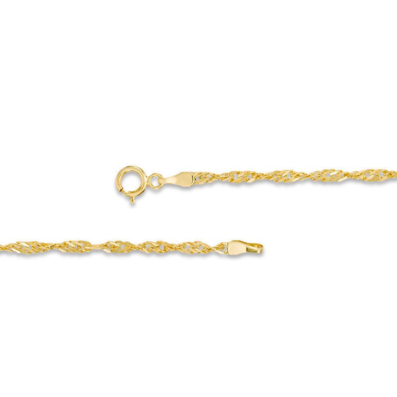 Main Image 2 of Diamond-Cut Singapore Chain Anklet in 10K Gold - 10"