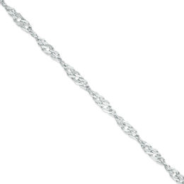 Diamond-Cut Singapore Chain Anklet in 10K White Gold - 10&quot;