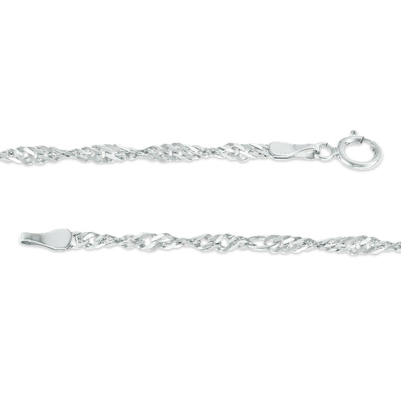 Diamond-Cut Singapore Chain Anklet in 10K White Gold - 10"