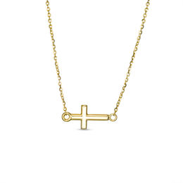 Sideways Cross Necklace in 10K Gold