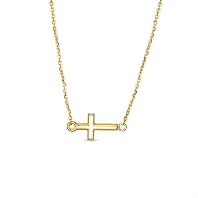 Sideways Cross Necklace in 10K Gold Zales Outlet