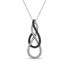 Thumbnail Image 0 of 1/2 CT. T.W. Black and White Diamond Twist Crossover Pendant in 10K White Gold