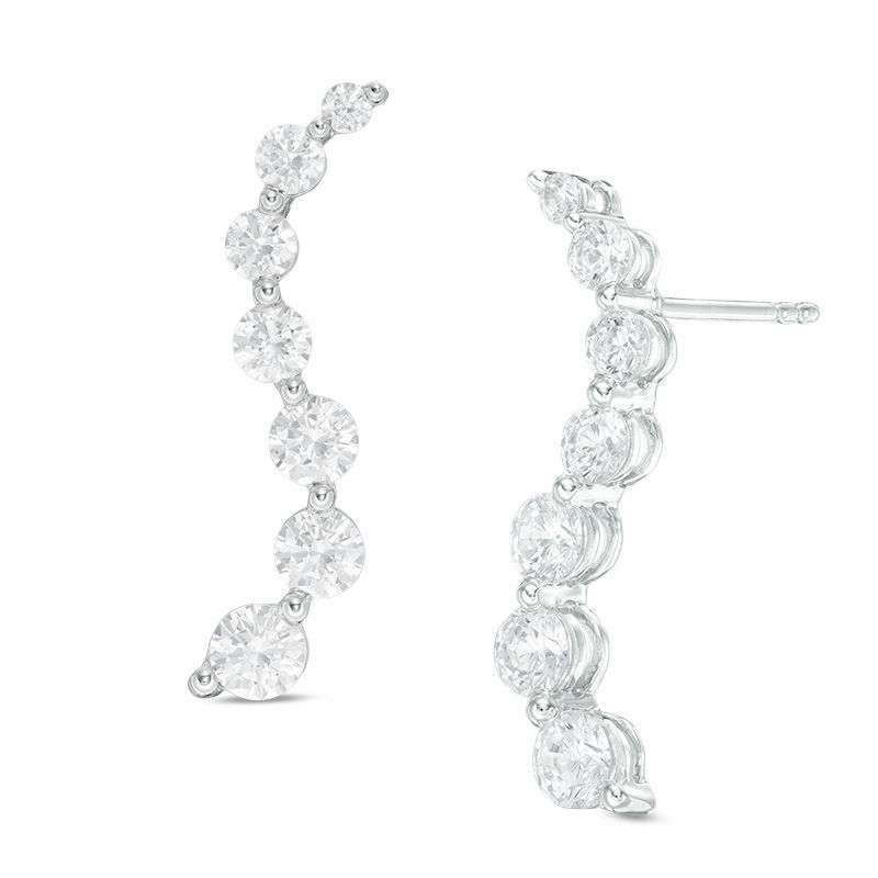 1 CT. T.W. Journey Diamond Drop Earrings in 14K White Gold