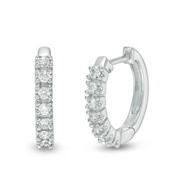 1/4 CT. T.W. Diamond Huggie Hoop Earrings in 14K White Gold