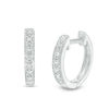 Thumbnail Image 1 of 1/20 CT. T.W. Diamond Huggie Hoop Earrings in 14K White Gold