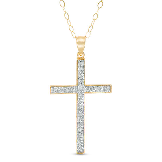 Glitter Cross Pendant in 10K Gold Zales Outlet