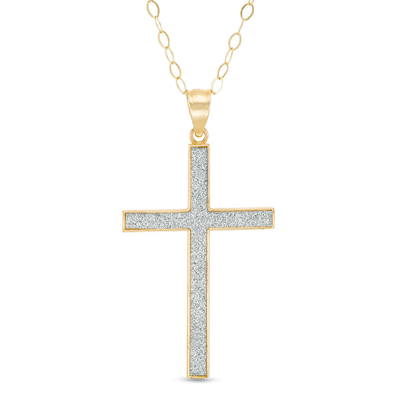 Glitter Cross Pendant in 10K Gold