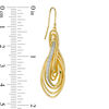 Thumbnail Image 1 of Made in Italy Glitter Enamel Layered Wave Drop Earrings in 14K Gold