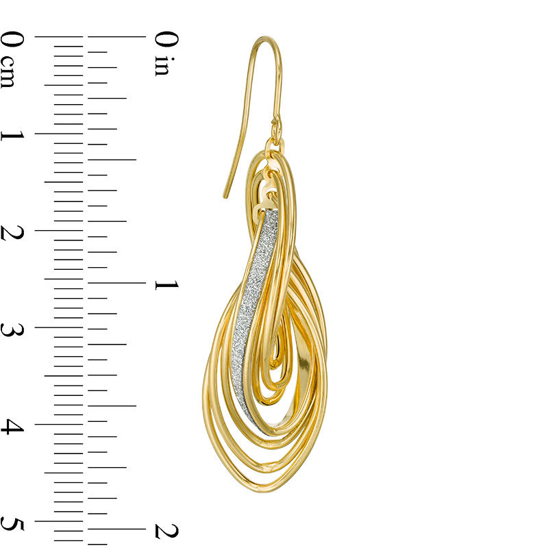 Main Image 2 of Made in Italy Glitter Enamel Layered Wave Drop Earrings in 14K Gold