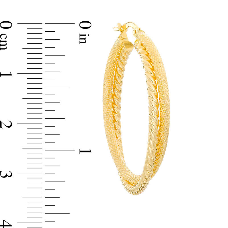 Made in Italy Rope-Textured Double Hoop Earrings in 14K Gold
