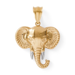 Textured Elephant Head Necklace Charm in 10K Gold