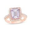 Thumbnail Image 0 of Rose de France Amethyst and Lab-Created White Sapphire Frame Ring in Sterling Silver with 18K Rose Gold Plate
