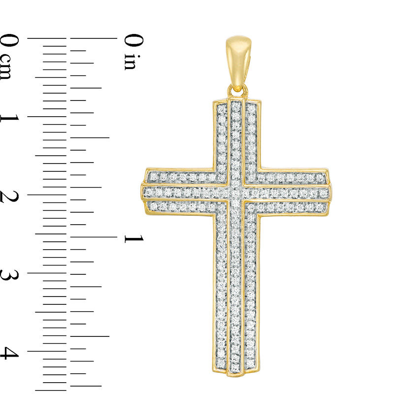Men's 1/2 CT. T.W. Diamond Cross Necklace Charm in 10K Gold