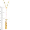 Thumbnail Image 1 of Made in Italy Mirror Flat-Link Double Tassel Lariat-Style Bolo Necklace in 14K Gold - 26"