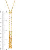 Thumbnail Image 2 of Made in Italy Mirror Flat-Link Double Tassel Lariat-Style Bolo Necklace in 14K Gold - 26"