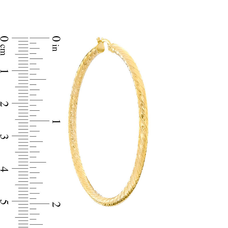 Made in Italy 3.2 x 50.0mm Diamond-Cut Hoop Earrings in 14K Gold