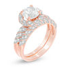 Thumbnail Image 2 of 7.0mm Lab-Created White Sapphire Frame Twist Bridal Set in Sterling Silver with 14K Rose Gold Plate