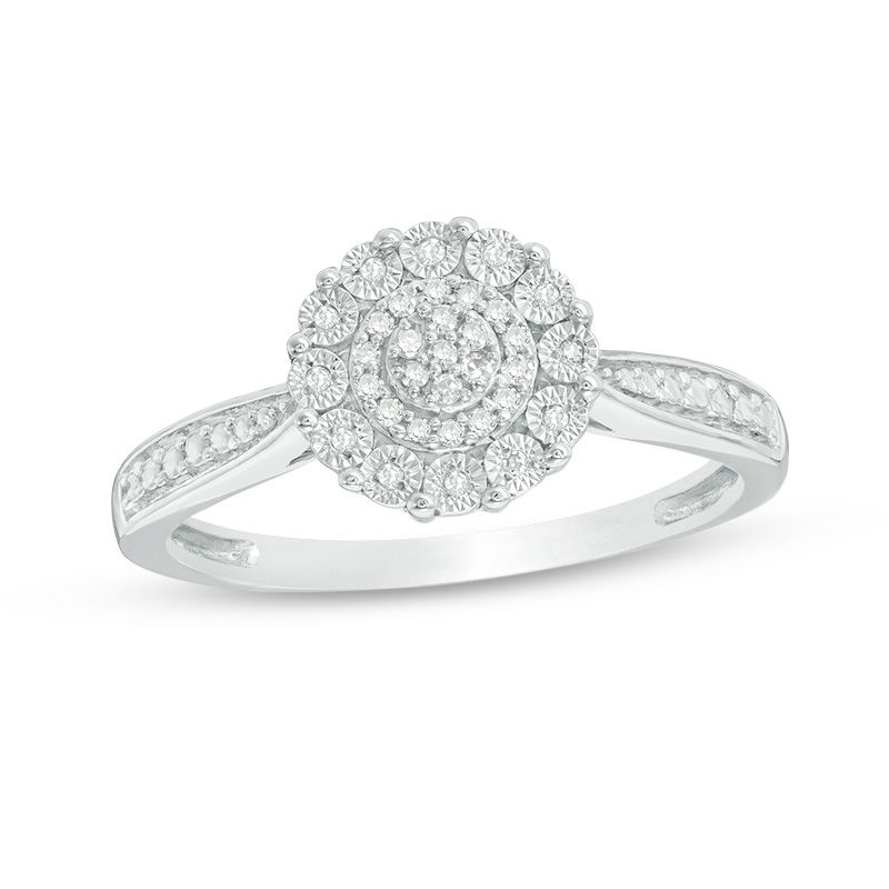 Main Image 1 of 1/10 CT. T.W. Composite Diamond Double Frame Promise Ring in Sterling Silver