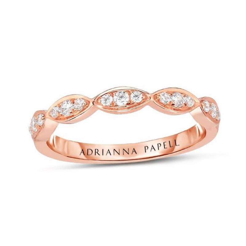 Adrianna Papell 1/5 CT. T.W. Certified Diamond Marquise Wedding Band in 14K Rose Gold (I/I1)