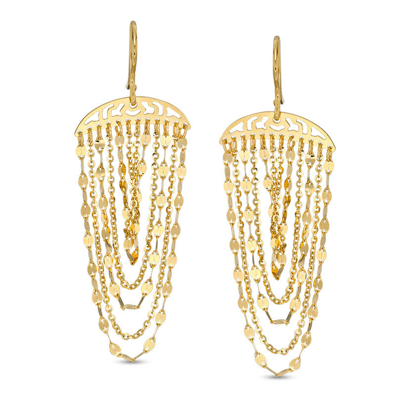 Made in Italy Mirror Chain Looping Multi-Strand Drop Earrings in 14K Gold