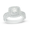 Thumbnail Image 0 of Vera Wang Love Collection 1-1/5 CT. T.W. Diamond Double Cushion Frame Engagement Ring in 14K White Gold
