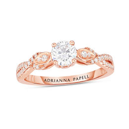 Adrianna Papell 5/8 CT. T.W. Certified Diamond Twist Shank Engagement Ring in 14K Rose Gold (I/I1)