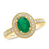 Thumbnail Image 0 of EFFY™ Collection Oval Emerald and 3/8 CT. T.W. Diamond Frame Vintage-Style Ring in 14K Gold