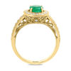 Thumbnail Image 2 of EFFY™ Collection Oval Emerald and 3/8 CT. T.W. Diamond Frame Vintage-Style Ring in 14K Gold