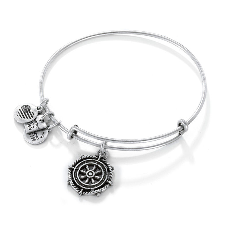 Main Image 1 of Alex and Ani Take the Wheel Charm Bangle in Silver-Tone Brass