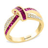 Thumbnail Image 1 of EFFY™ Collection Baguette Ruby and 1/5 CT. T.W. Diamond Knot Ring in 14K Gold