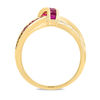 Thumbnail Image 3 of EFFY™ Collection Baguette Ruby and 1/5 CT. T.W. Diamond Knot Ring in 14K Gold