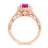 Thumbnail Image 2 of EFFY™ Collection Oval Ruby and 3/4 CT. T.W. Diamond Frame Double Row Vintage-Style Ring in 14K Rose Gold