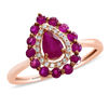 Thumbnail Image 0 of EFFY™ Collection Ruby and 1/15 CT. T.W. Diamond Teardrop Frame Ring in 14K Rose Gold